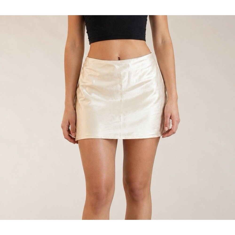 LUSH Champagne Satin Mini Skirt Medium New Tags Y2K Coquette Quiet Luxury Slip M